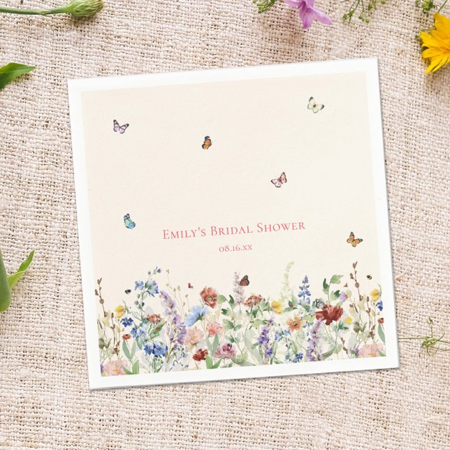 Serviette En Papier Serviettes pour Baby Shower Fleur Sauvage & Papill (Créateur téléchargé)