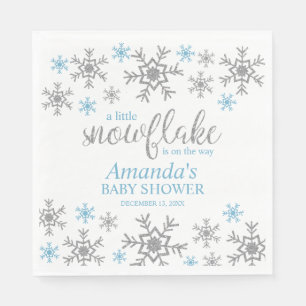 Serviette En Papier Serviettes pour Baby Shower Garçon Flocon de Neige