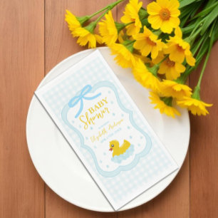 Serviette En Papier Serviettes pour Baby Shower Gingham Garçon aux Gou