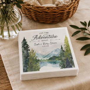 Serviette En Papier Serviettes pour Baby Shower Let The Adventure Begi