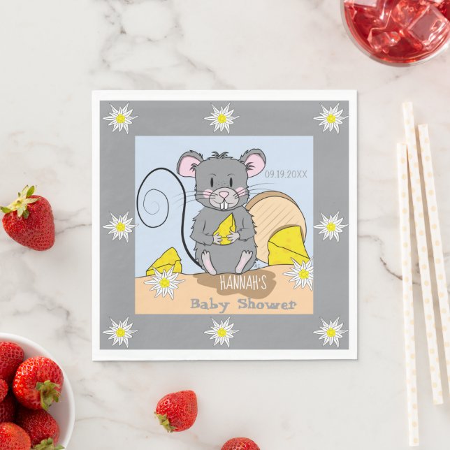 Serviette En Papier Serviettes pour Baby Shower Little Cartoon Mouse E (En situation)