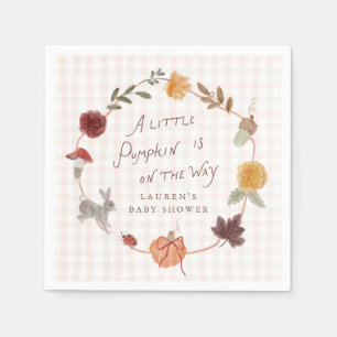 Serviette En Papier Serviettes pour Baby Shower Little Pumpkin Gingham
