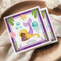 Serviettes pour Baby Shower Océan Sirène Africaine