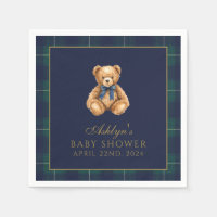 Serviettes pour Baby Shower Ourson Polo Vintage