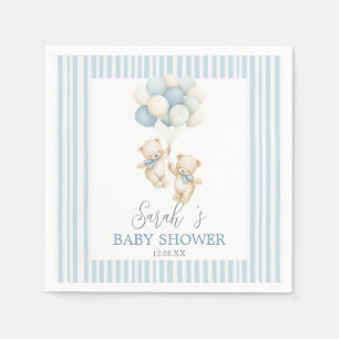 Serviette En Papier Serviettes pour Baby Shower Oursons Jumeaux Rayure