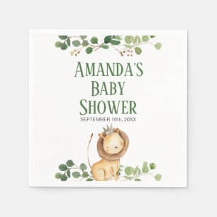 Serviette En Papier Serviettes pour Baby Shower Prince Greenery Lion
