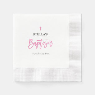 Serviette En Papier Serviettes pour baptême de bébé fille rose