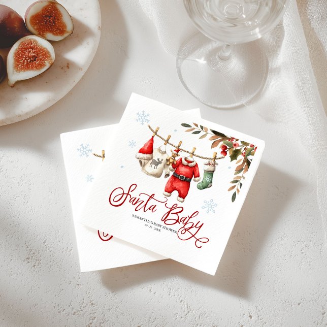 Serviette En Papier Serviettes pour bébé fête de Noël Santa Baby (Créateur téléchargé)