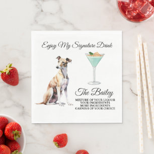 Serviette En Papier Serviettes pour boisson signature de mariage Greyh
