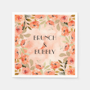 Serviette En Papier Serviettes pour brunch et bulles florales orange a