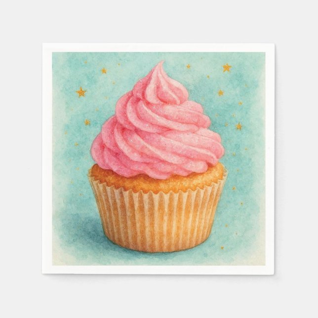 Serviette En Papier Serviettes pour gâteau rose. (Devant)