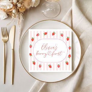 Serviette En Papier Serviettes pour le premier anniversaire Strawberry