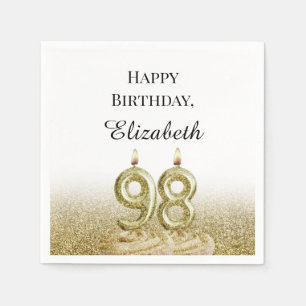 Serviette En Papier Serviettes pour les 98 ans blanc et or