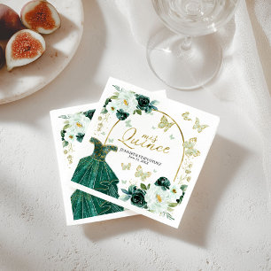 Serviette En Papier Serviettes pour Quinceanera Papillon Vert Floral