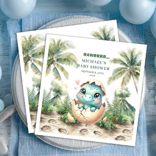 Serviette En Papier Serviettes pour une Baby Shower Bébé Dino Adorable