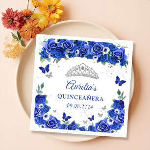 Serviette En Papier Serviettes Quinceanera Papillons Argentés Floraux 