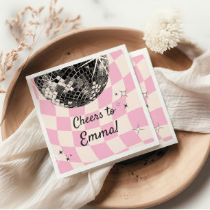 Serviette En Papier Serviettes Retro Disco Personnalisées - Pink À dam