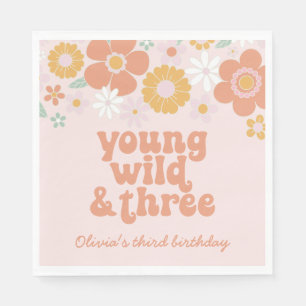 Serviette En Papier Serviettes Retro Floral Young Wild Trois anniversa
