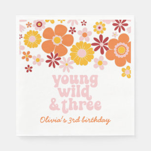 Serviette En Papier Serviettes Retro Floral Young Wild Trois anniversa