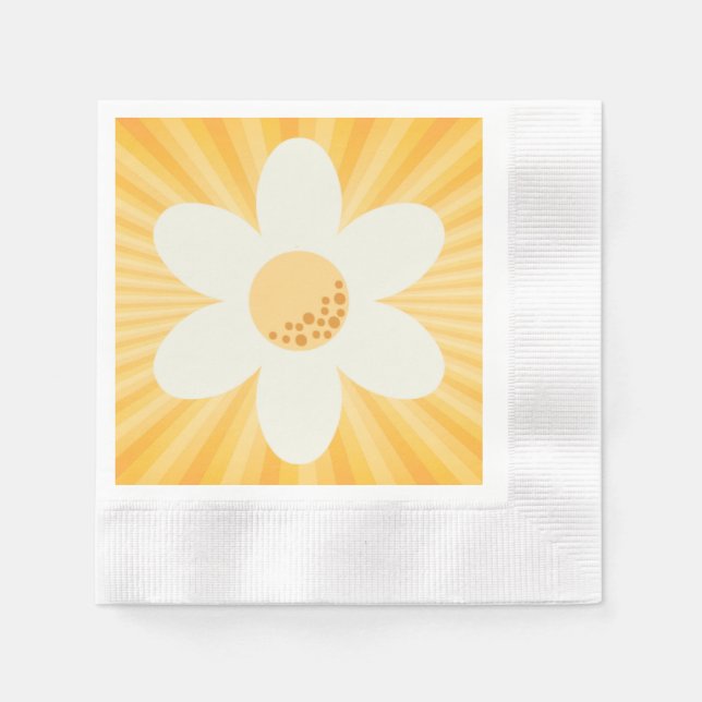Serviette En Papier Serviettes Retro Jaune Fête | Flo Boho super (Devant)