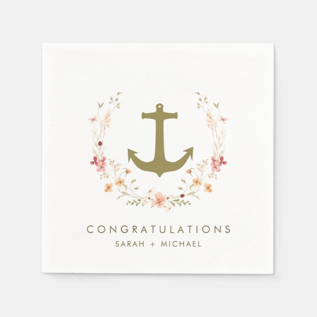 Serviette En Papier Serviettes romantiques de l'engagement nautique (Devant)