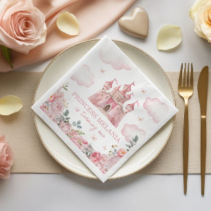 Serviette En Papier Serviettes Rose Château Princesse Anniversaire