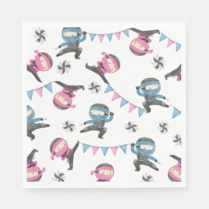 Serviette En Papier Serviettes rose et bleu Ninja Party