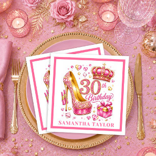 Serviette En Papier Serviettes rose et or pailletées pour 30e annivers