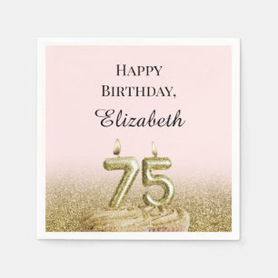 Serviette En Papier Serviettes rose et or pour 75e anniversaire