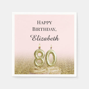 Serviette En Papier Serviettes rose et or pour 80e anniversaire