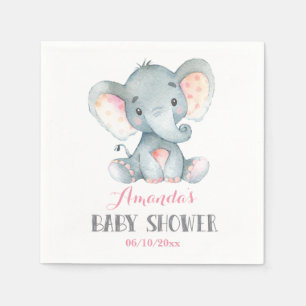 Serviette En Papier Serviettes roses Baby shower Eléphant fille