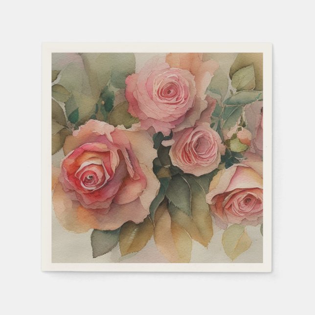 Serviette En Papier Serviettes Roses vintages (Devant)