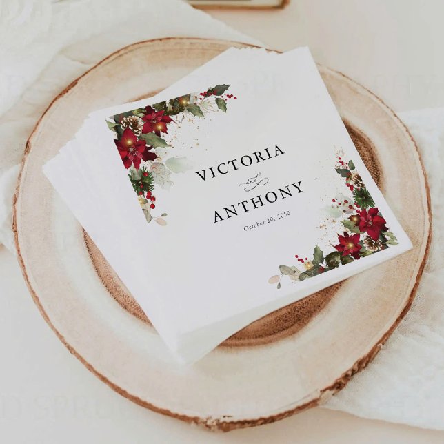 Serviette En Papier Serviettes Rustiques Mariage Pine Poinsettia (Créateur téléchargé)