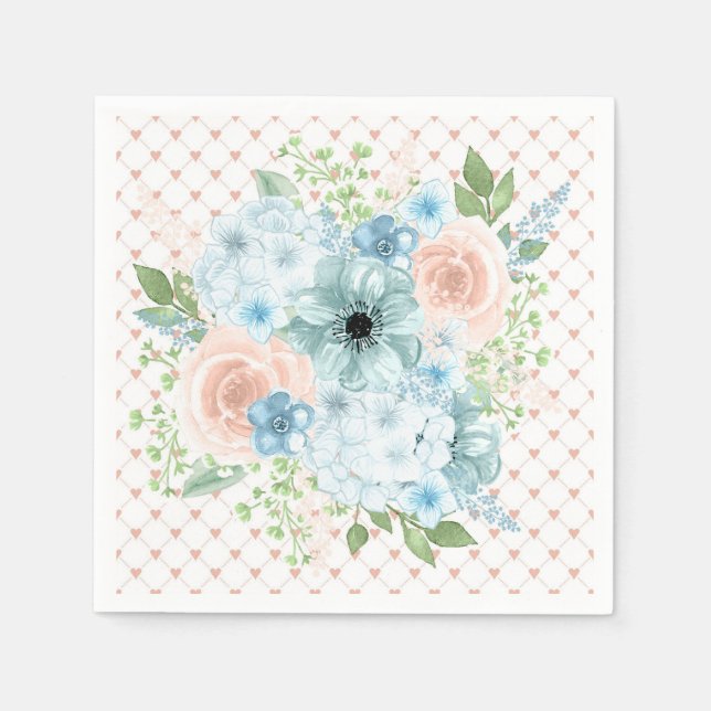 Serviette En Papier Serviettes Rustiques Polka Rose Floral (Devant)