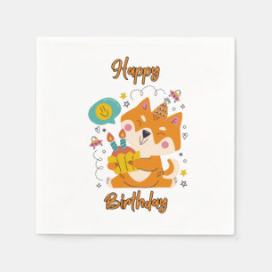 Serviette En Papier Serviettes Shiba Inu 3 plis Joyeux Anniversaire