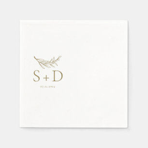 Serviette En Papier Serviettes simples Mariage en or monogramme
