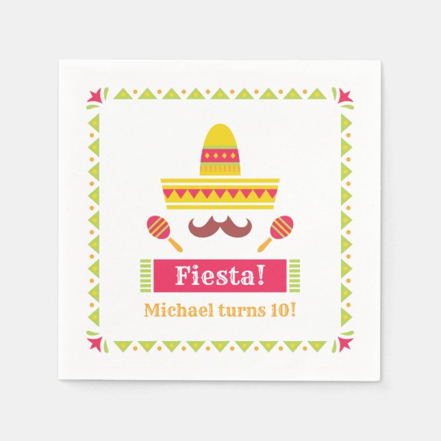 Serviette En Papier Serviettes Sombrero Mustache Maracas Fiesta (Devant)