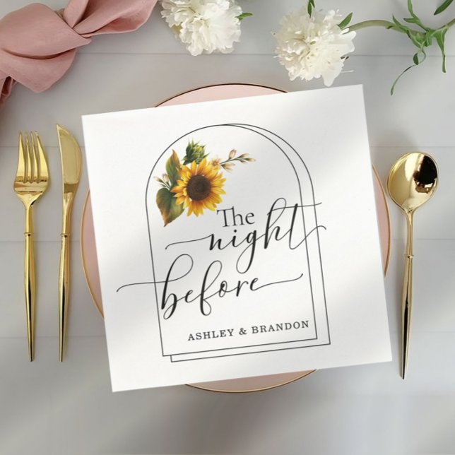 Serviette En Papier Serviettes Sunflower Minimal Script La Nuit Avant (Créateur téléchargé)