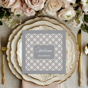 Serviette En Papier Serviettes Tartan Gris Clair Personnalisées Ensemb