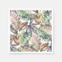 Serviettes Tropicales Serviettes Vertes et Blush F