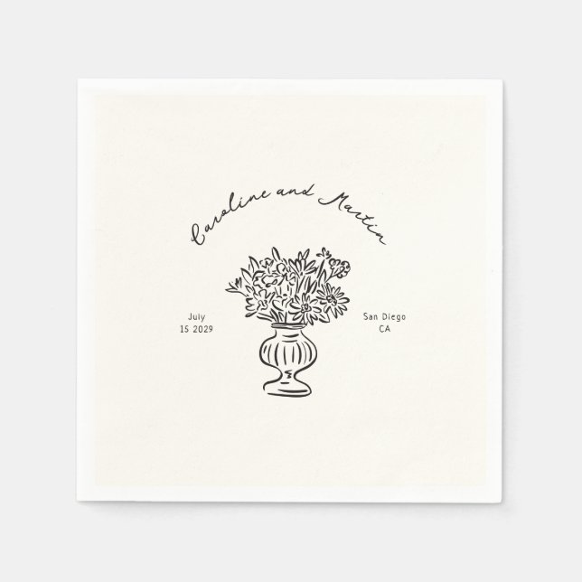 Serviette En Papier serviettes Whimsical, dessinées à la main mariage (Devant)