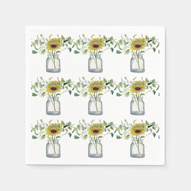 Serviette En Papier Servilleta con diseño de florero y mar (Devant)