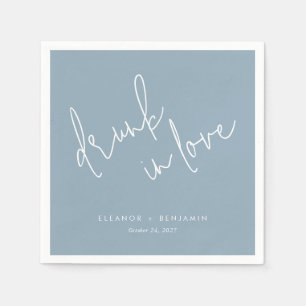 Serviette En Papier Servir dans l'amour Dusty Blue Mariage serviettes