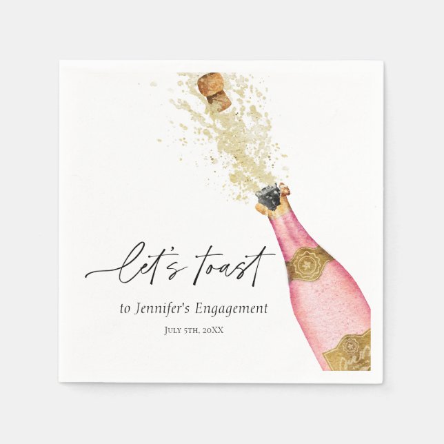 Serviette En Papier Servir des serviettes nuptiales de champagne rose (Devant)