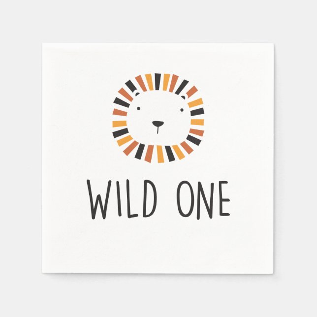 Serviette En Papier Servir un lion premier anniversaire Napkins (Devant)