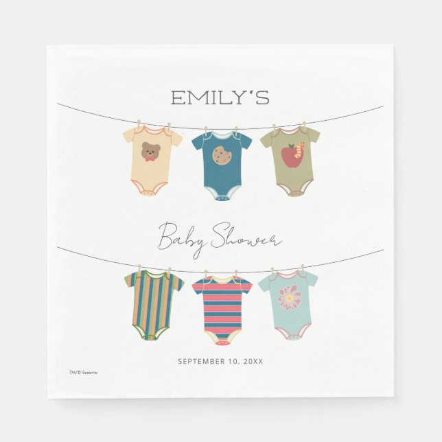 Serviette En Papier Sesame Pals Baby shower de combinaisons physiques (Devant)