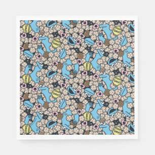 Serviette En Papier Sésame Sésame   Cookie Monster Doodle Motif
