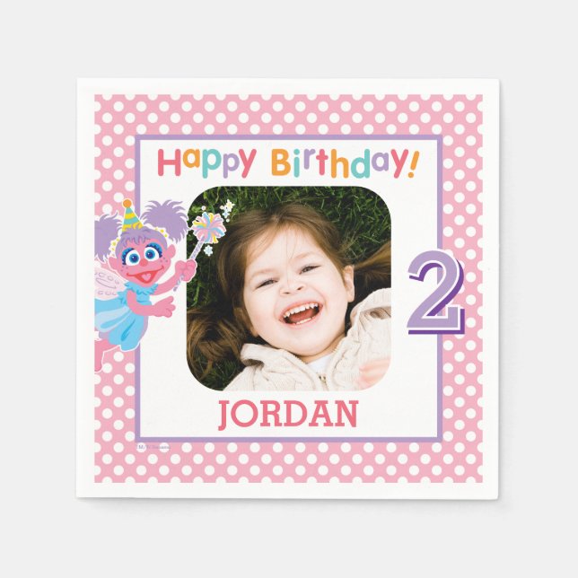 Serviette En Papier Sesame Street Abby Polka Dot Anniversaire (Devant)