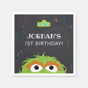 Serviette En Papier Sesame Street   Anniversaire d'Oscar Tableau Noir