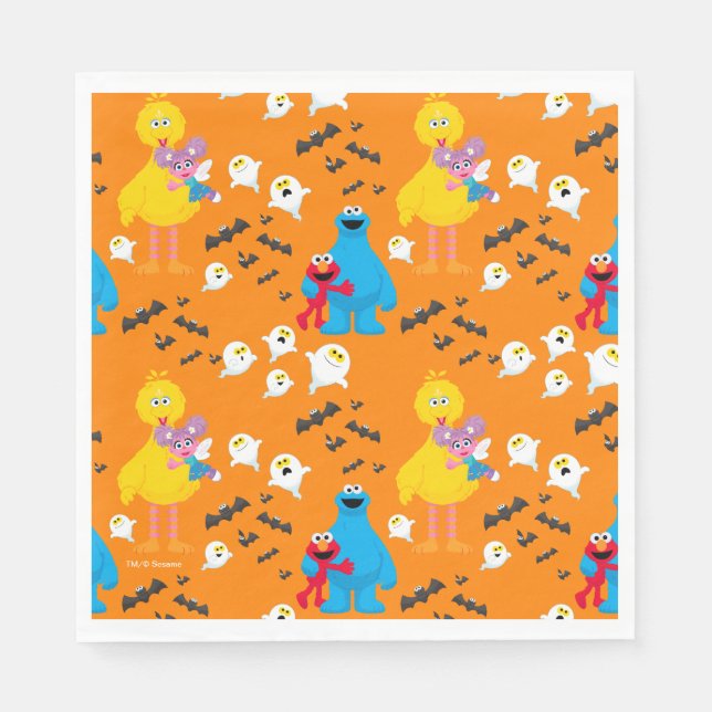 Serviette En Papier Sesame Street Halloween chauves-souris et fantômes (Devant)
